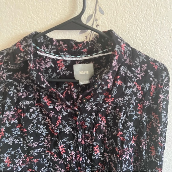 Anthropologie Lined Black Floral Button Up - Picture 4 of 6